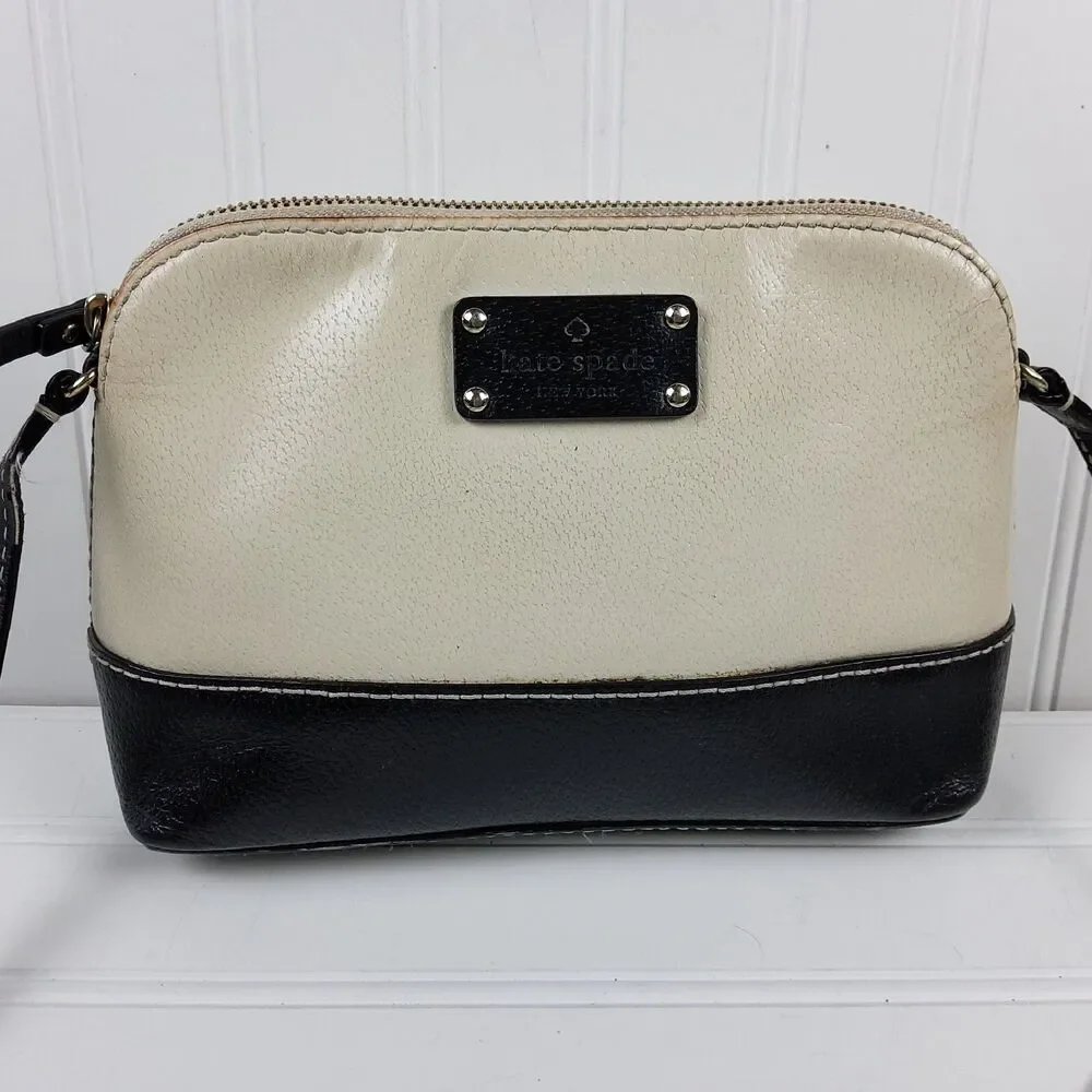 Kate Spade Hanna Berkeley Lane Crossbody Shoulder Handbag Purse Beige Black
